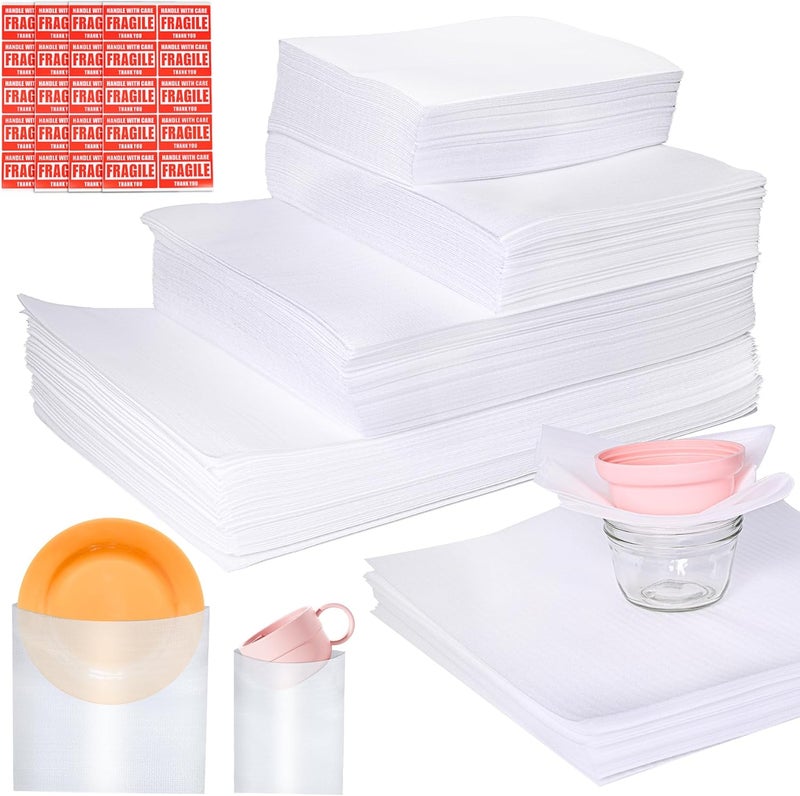 Inchoco 540Pcs Dish Packing Supplies for Moving, 270 Cushion Foam Wrap Pouches & Sheets 4 Sizes (16x12", 12x12", 12x7.8", 7.8x7.8") with 270 Fragile Stickers Plate Packing Sleeves for Fragile Shipping Storage - Image 1